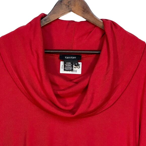 Karen Kane Asymmetric Tunic Top Women Size 3X Red Cowl Neck Long Sleeve - Picture 3 of 13